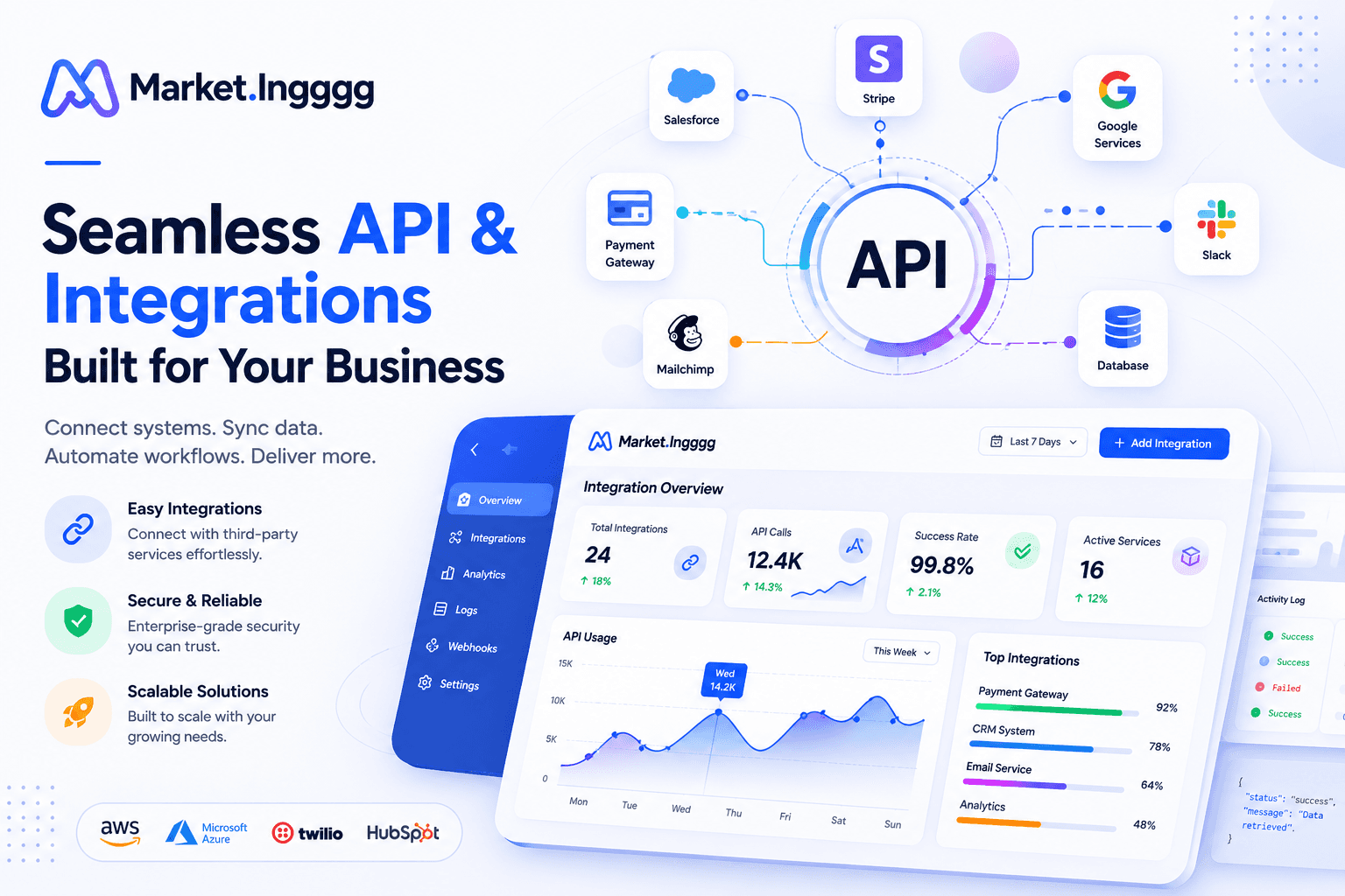 API architecture connecting digital products, applications and business systems